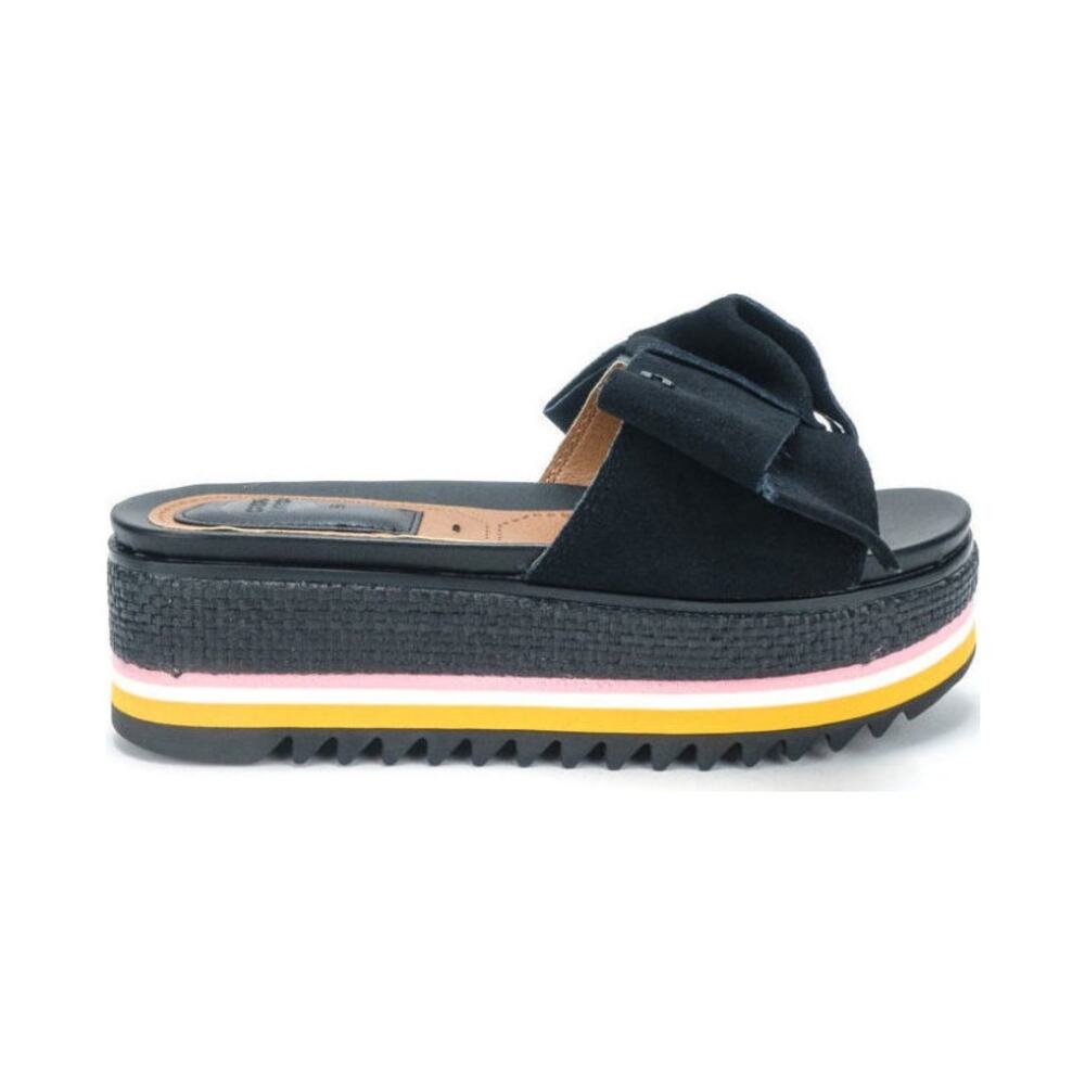 GIOSEPPO Platform Sandals Bow Slip On, 44059 BLACK, Multicolor, Sz 39, US Sz 8.5